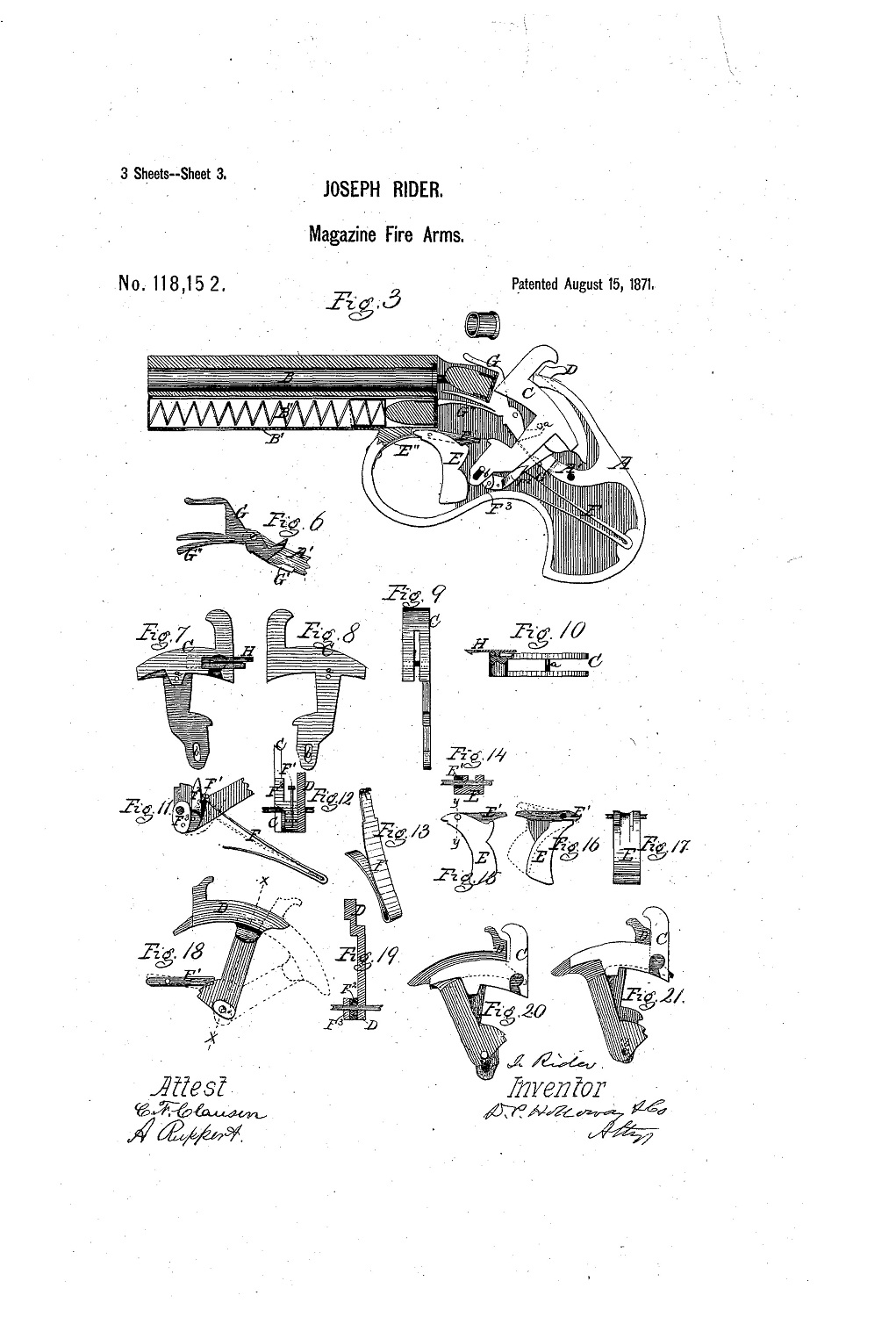 Patent Remington Rider Magazine Pistol 