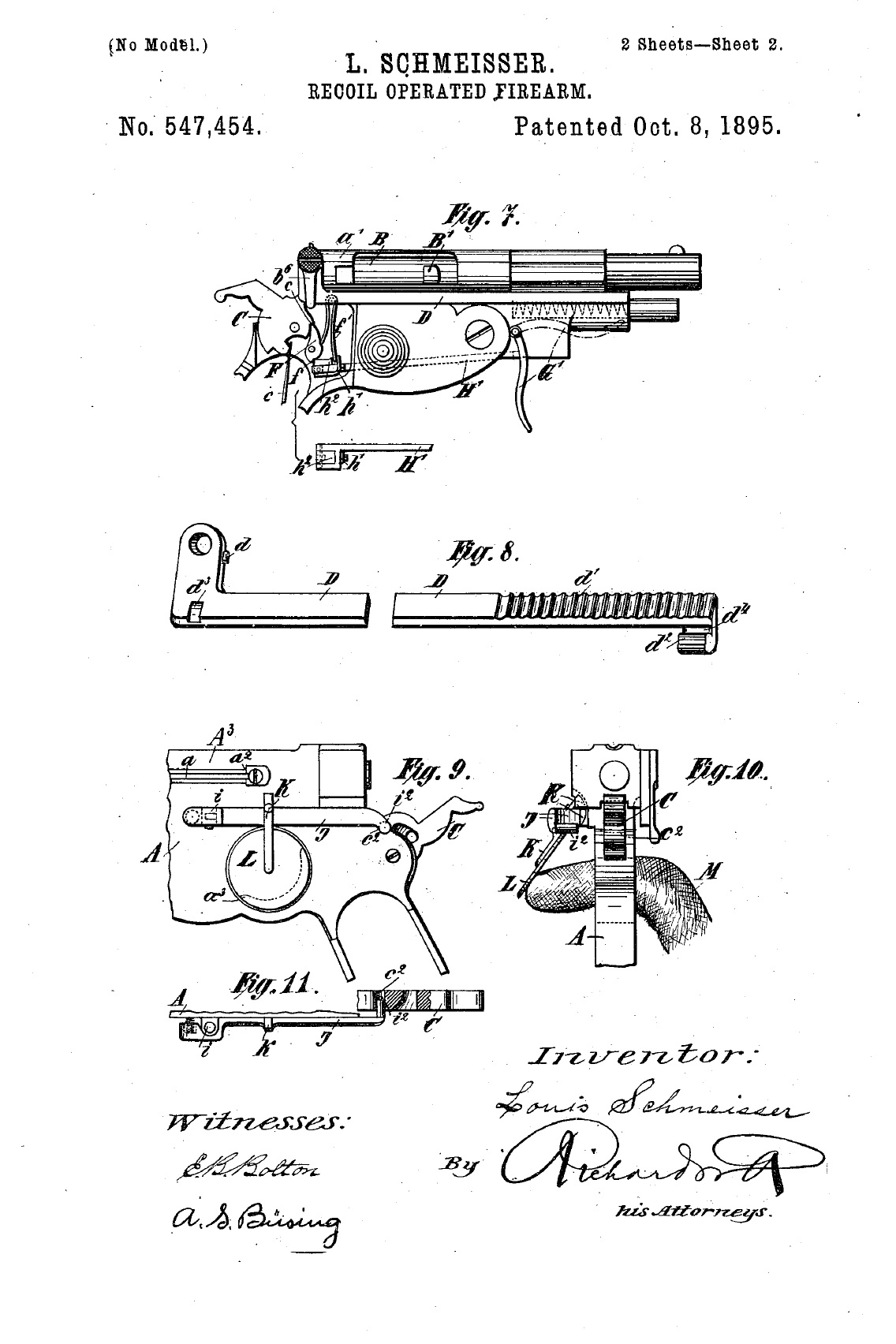 Патент на пистолет Бергманна 1894 года