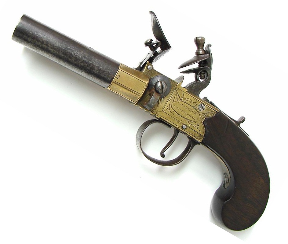 English Double barrel Flintlock pistol 