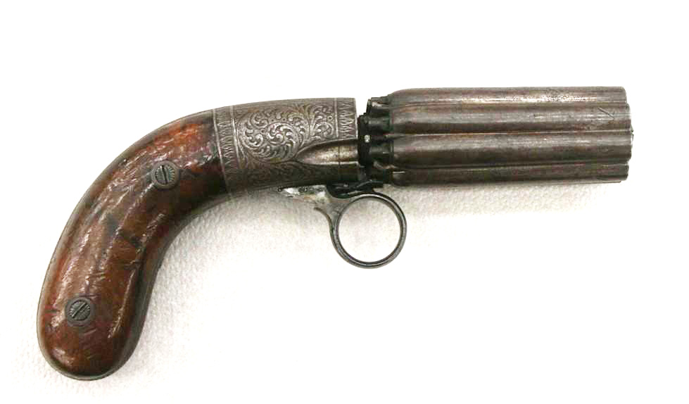 German 8 shot percussion pepperbox made by H.W. KRAMER