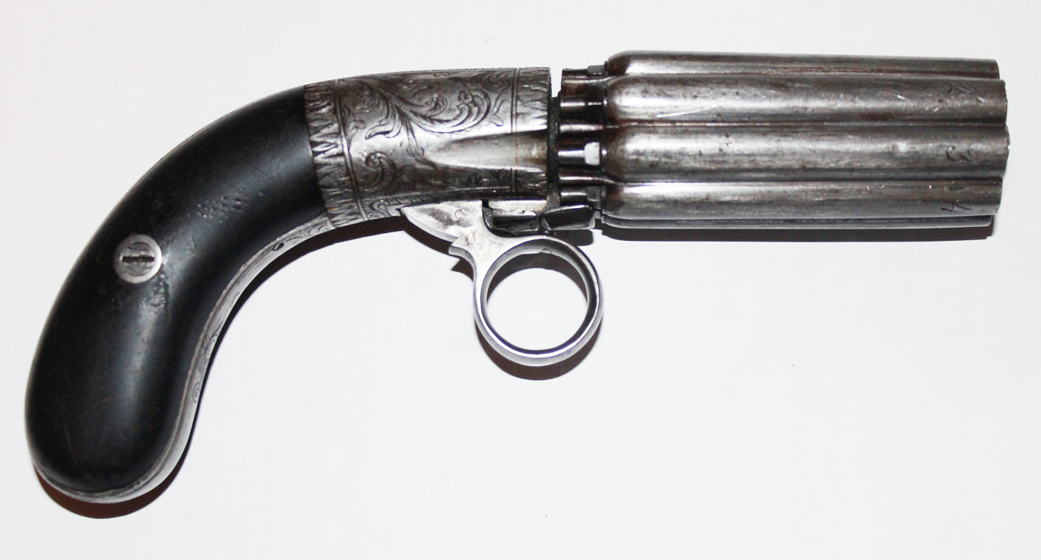 German 8 shot percussion pepperbox made by H.W. Kramer