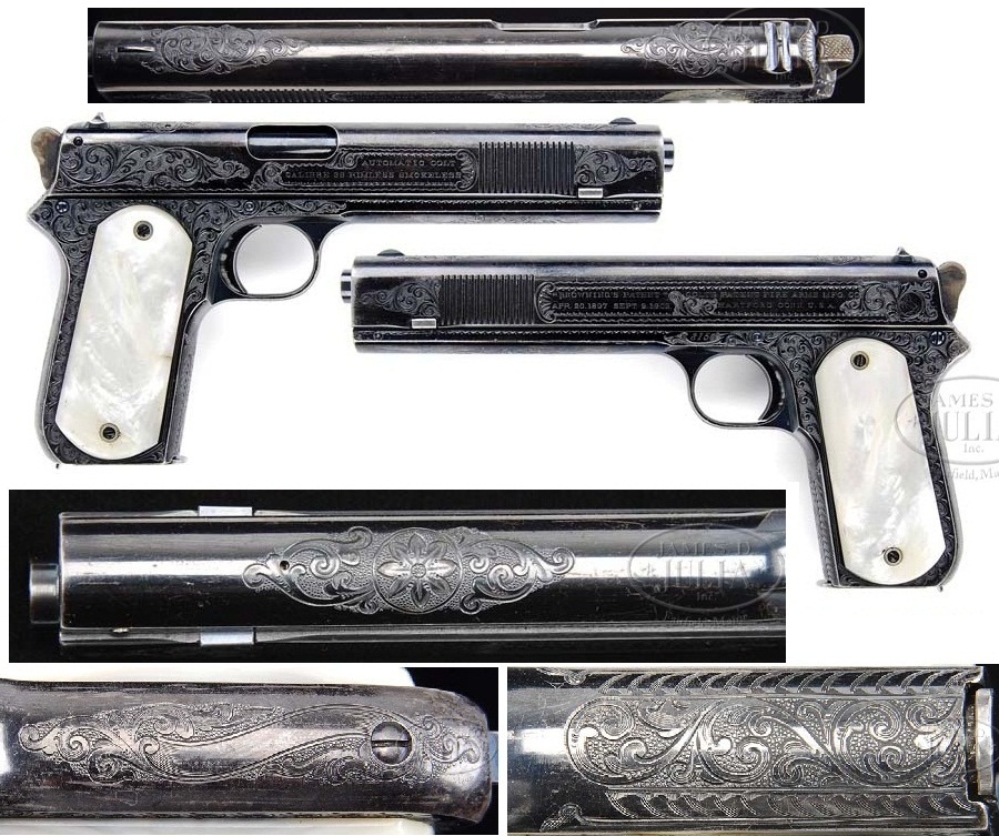 Colt Model 1902 Sporting Egraved and pearl grips