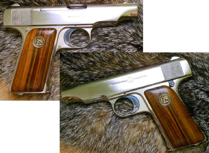 Ortgies pistol with original nickel finish