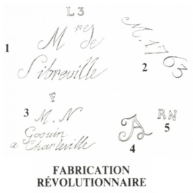Marking of pistols M 1763/66 FABRICATION RÉVOLUTIONNAIRE