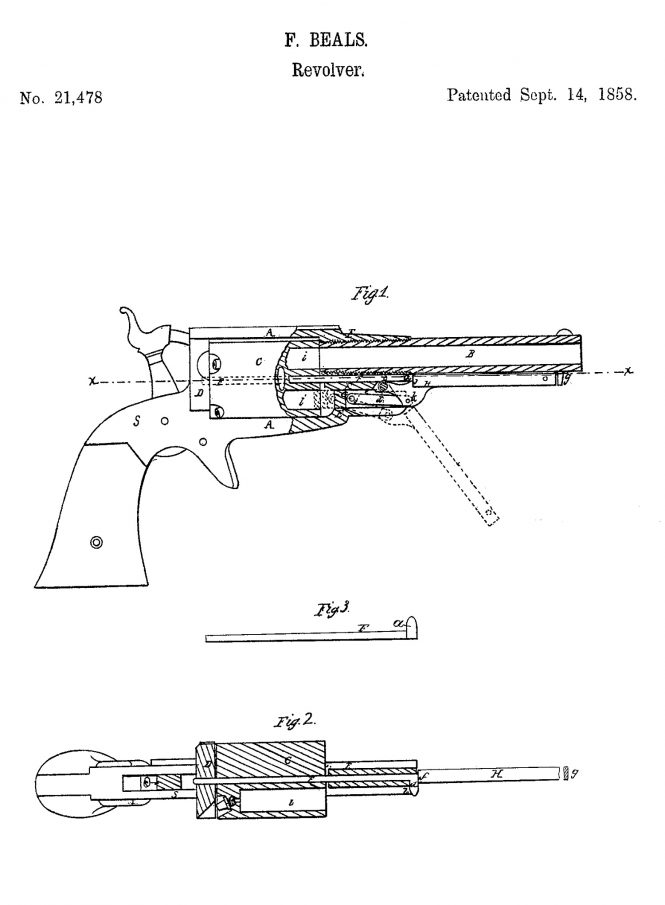 Patent Remington-Beals 3rd Model Pocket Revolver