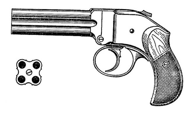 Thomas Bland Mitrailleuse Four Barrel Pistol
