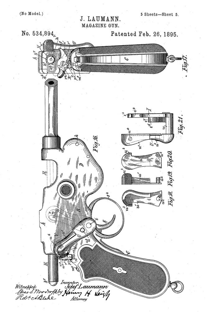 Patent Schönberger-Laumann Model 1894 Pistol 