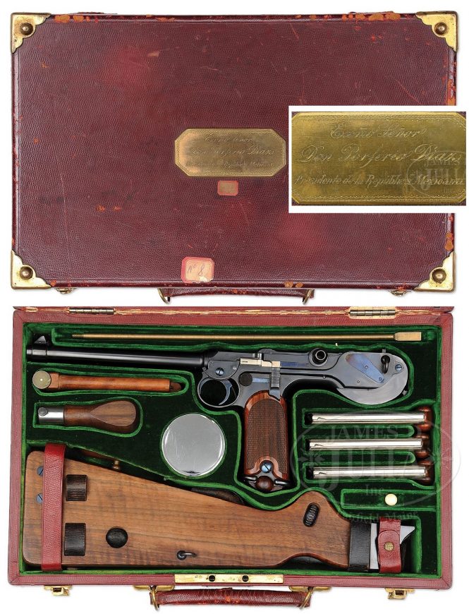 Borchardt Model 1893 Semi Automatic Pistol presented to Porfirio Diaz