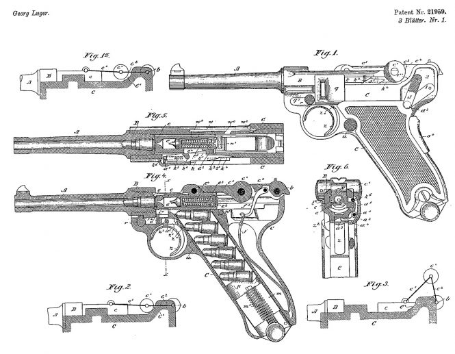 Swiss patent Georg Luger no.21959 May 5nd 1900 