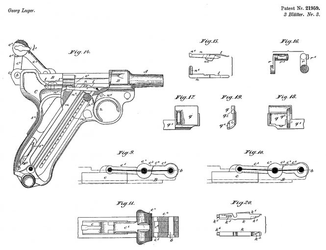 Swiss patent Georg Luger no.21959 May 5nd 1900 