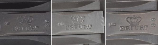 Three types of crown Erfurt Model 1914 Luger