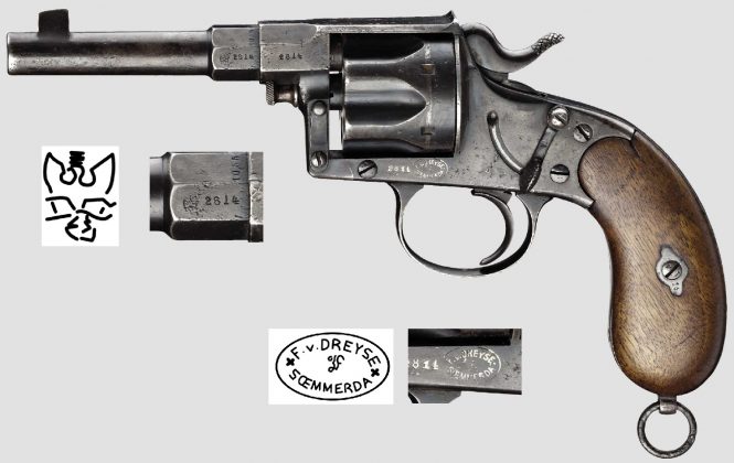Reichsrevolver M1883 produced by Franz V. Dreyse 