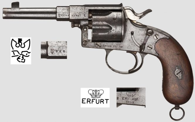 Reichsrevolver M1883 manufactured by the Royal Prussian Armory at Erfurt