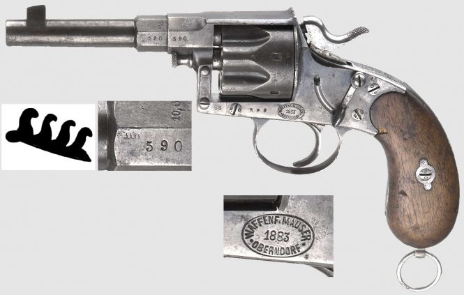Reichsrevolver M1883 produced by Waffenf. Mauser Oberndorf