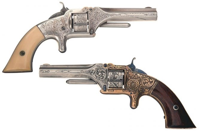 Smith & Wesson Model 1 First Issue Revolvers engraved in relief 
