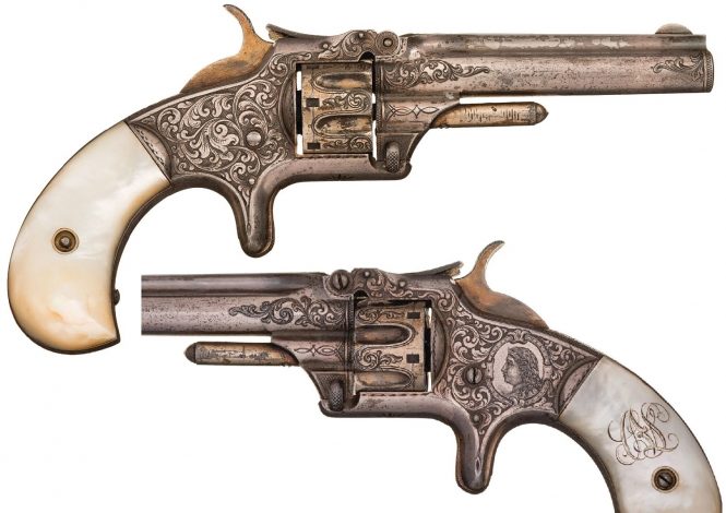 Smith & Wesson Model №1 Third Issue Revolver Engraved, Silver and Gold Plated